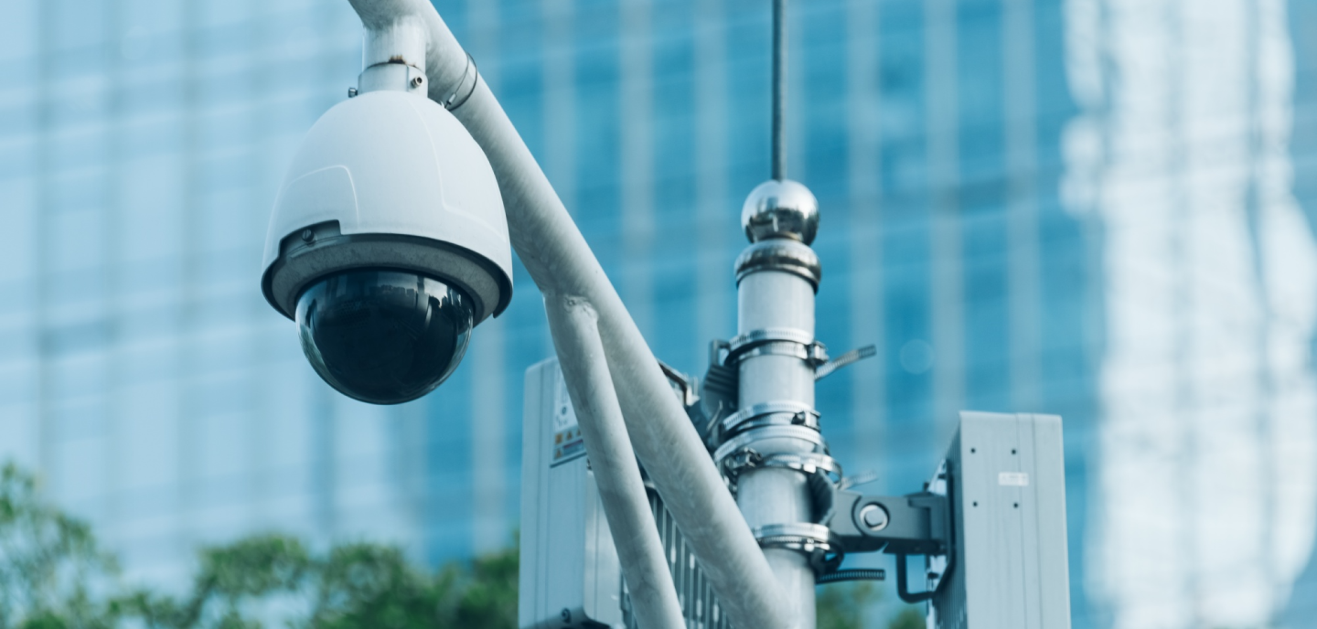 AI-powered surveillance camera analyzing video feed